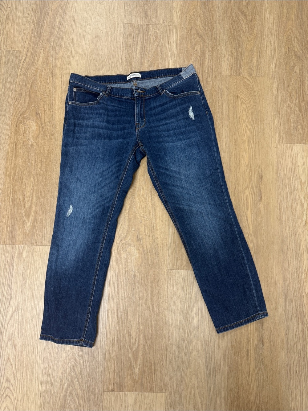 Zara Dark Blue Cropped Ankle Jeans